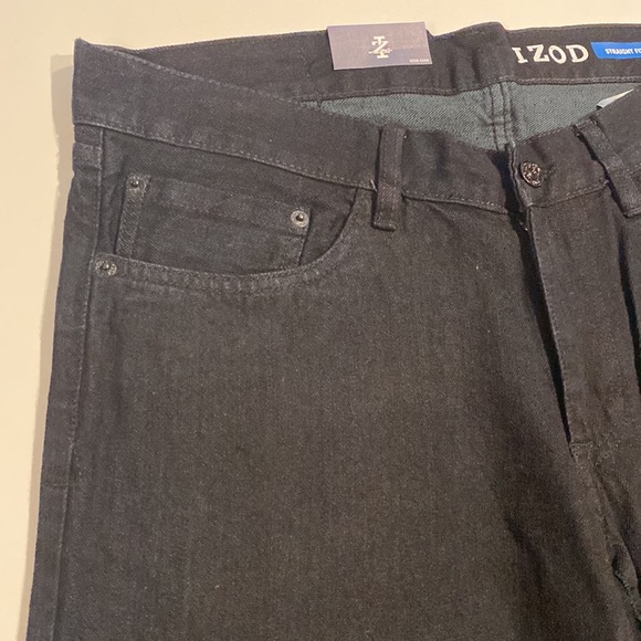 Izod SZ 34 x 30 Black Slim Straight Fit Denim Jeans New D23 - Picture 8 of 14